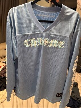 Chrome Hearts Baby Blue Mesh Long Sleeve Jersey Top